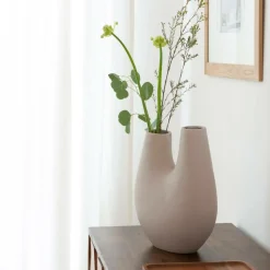 Vase beige 2 tiges en aluminium Tulipa