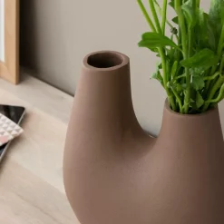 Vase marron 2 tiges en aluminium Tulipa