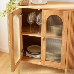 Vitrine arrondie en bois de manguier Maria