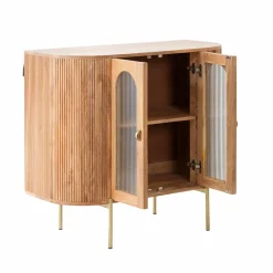 Vitrine arrondie en bois de manguier Maria