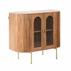 Vitrine arrondie en bois de manguier Maria