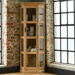 Vitrine d'angle en bois d'acacia Esmée