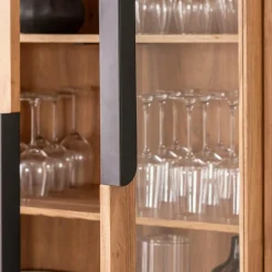 Vitrine en bois d'acacia et métal Mano