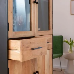 Vitrine en bois d'acacia et métal Bosco