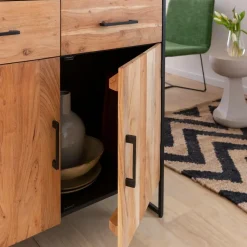 Vitrine en bois d'acacia et métal Bosco