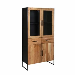 Vitrine en bois d'acacia et métal Bosco