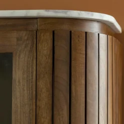 Vitrine en bois de manguier et marbre Sienne