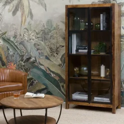 Vitrine en bois de manguier et métal Ambroisa