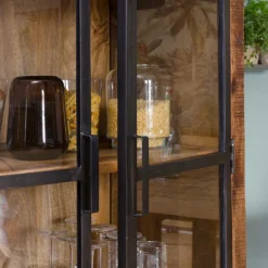 Vitrine en bois de manguier et métal Ambroisa