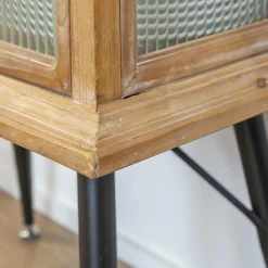 Vitrine en bois de sapin et verre strié 2 portes Nicole