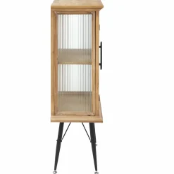 Vitrine en bois de sapin et verre strié 2 portes Nicole