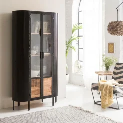 Vitrine en métal et bois de manguier Achille