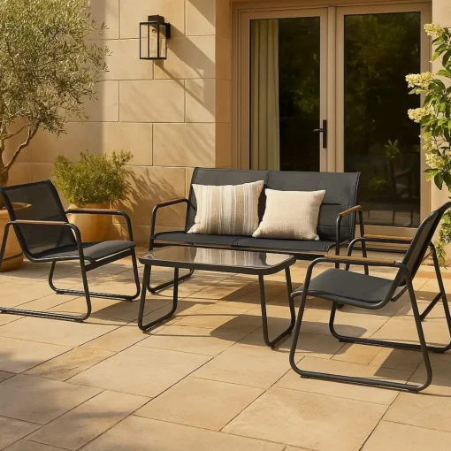 Petit salon de jardin gris Zohra