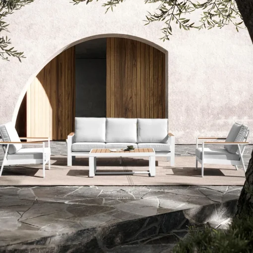 Salon de jardin crème 5 places Orion