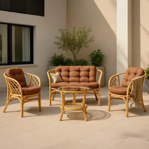 Salon de jardin en rotin terracotta 4 places Rattan